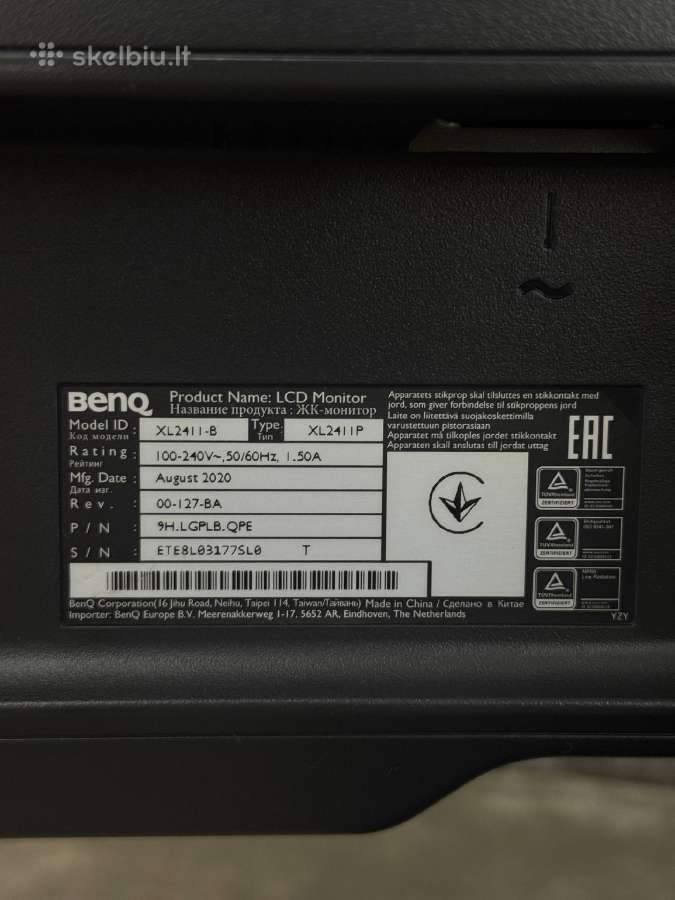 Žaidimų monitorius Benq Zowie Xl2411p 144hz, 24" - nuotraukos Nr. 10