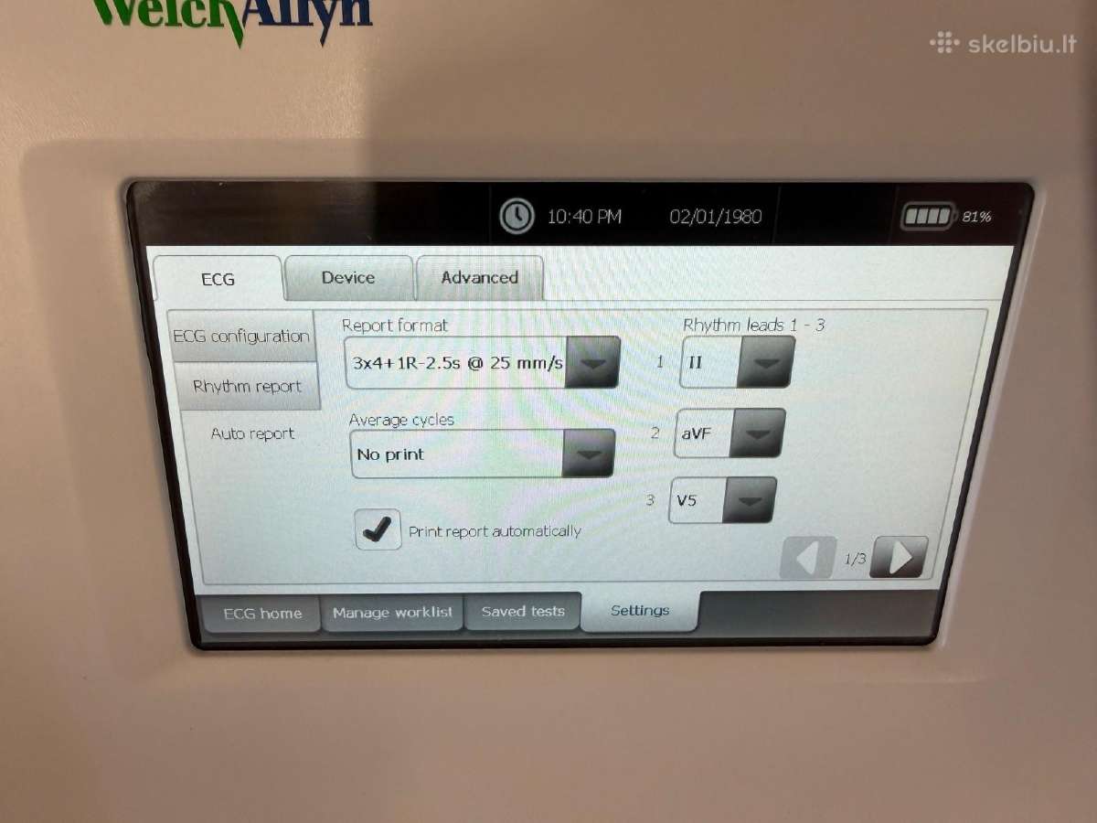 Welch Allyn Cp150 elektrokardiografas, 12 der. - nuotraukos Nr. 8