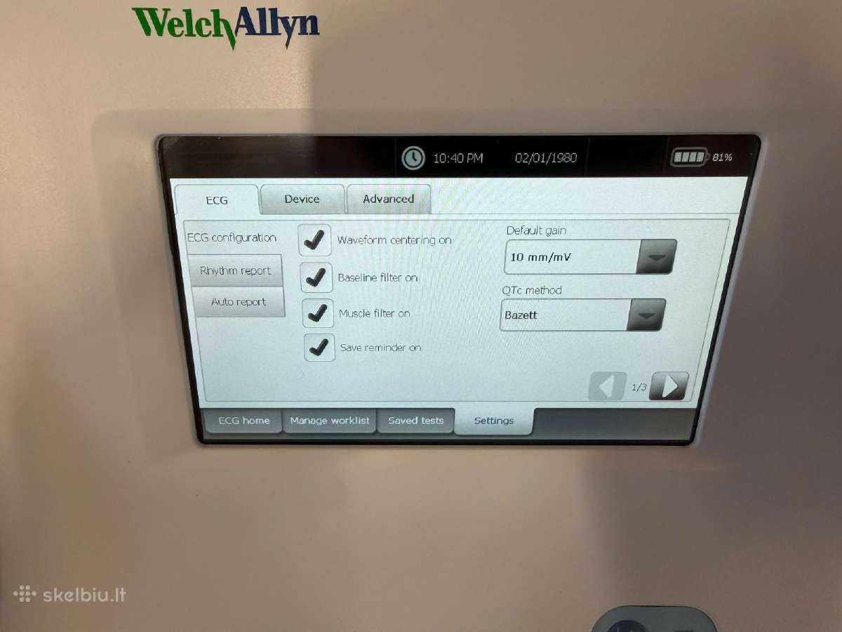 Welch Allyn Cp150 elektrokardiografas, 12 der. - nuotraukos Nr. 10
