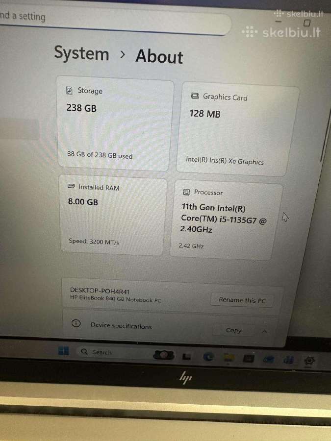 Hp Elitebook 840 G8 i5-1135g7 8 GB 256 SSD 14 Fhd - nuotraukos Nr. 9