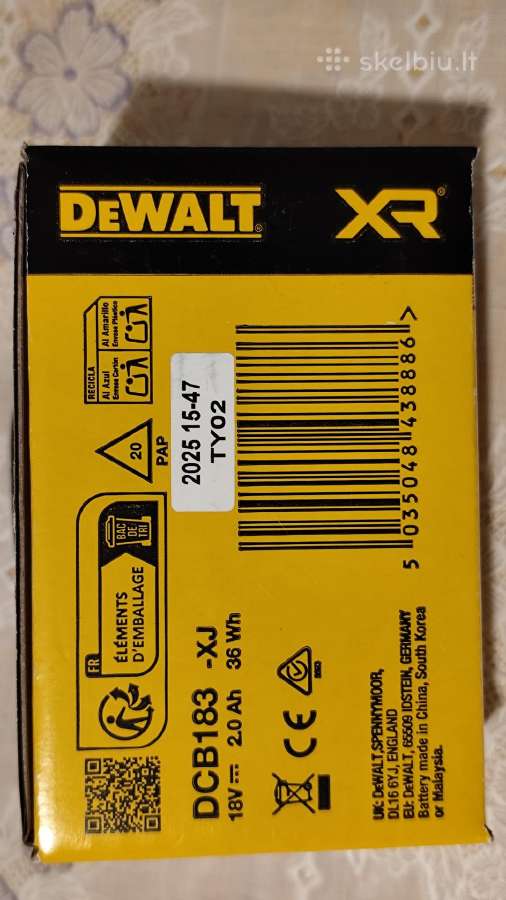 Akumuliatorius Dewalt Dcb183 18v 2.0ah - nuotraukos Nr. 2