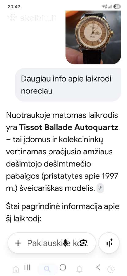 Tissot Ballade Autoquartz Moteriškas - nuotraukos Nr. 2