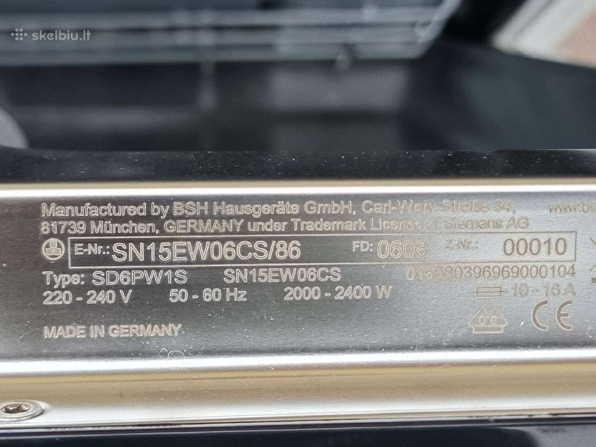 Nauja Siemens Sn15ew06cs/86+ Garantija - nuotraukos Nr. 4