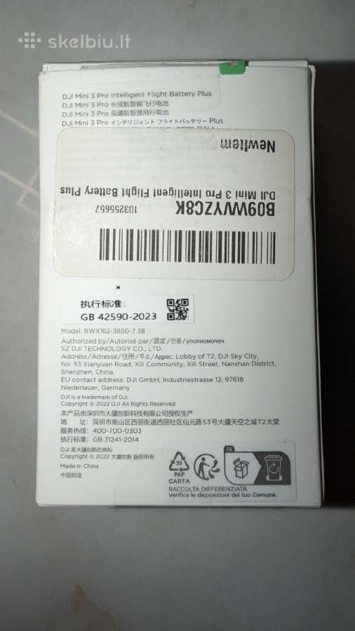 Diji Mini 3 ir 4 Pro baterija- Plius 3850mah 50min - nuotraukos Nr. 3