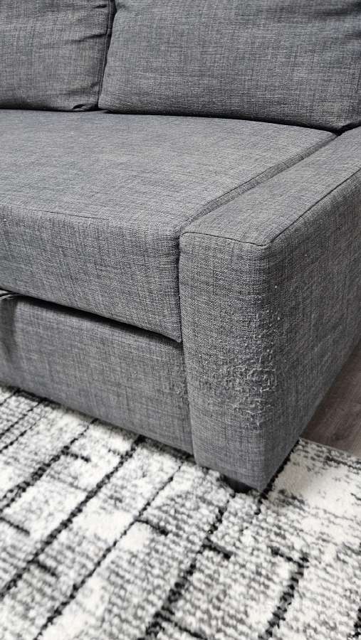 Pilka kampinė sofa išskleidžiama, su dėže - nuotraukos Nr. 5