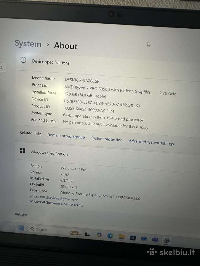 Lenovo Thinkpad T14 Gen3 Ryzen7 16gb 512ssd 14 - nuotraukos Nr. 9