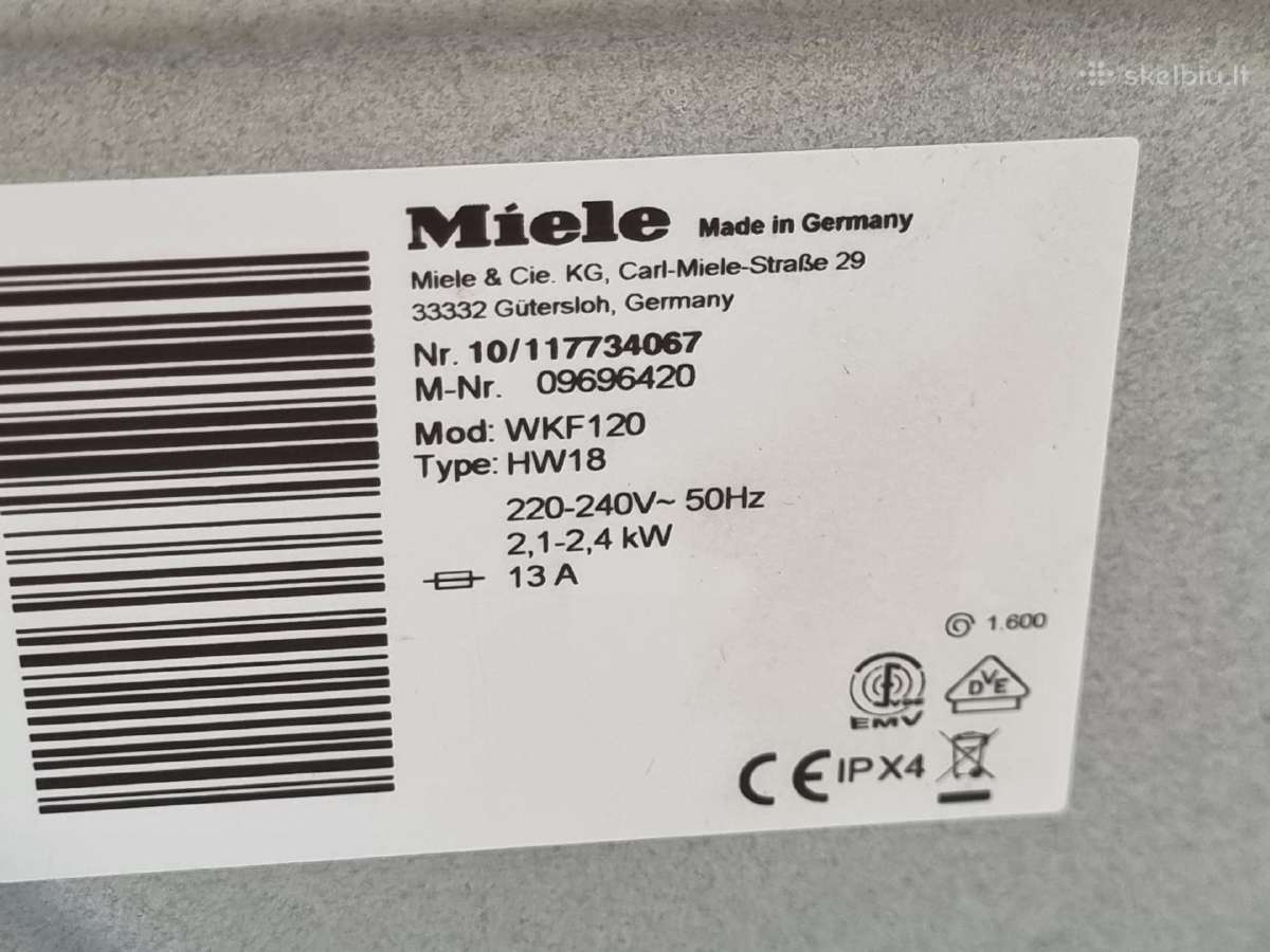 Miele Wkf120+ garantija - nuotraukos Nr. 14