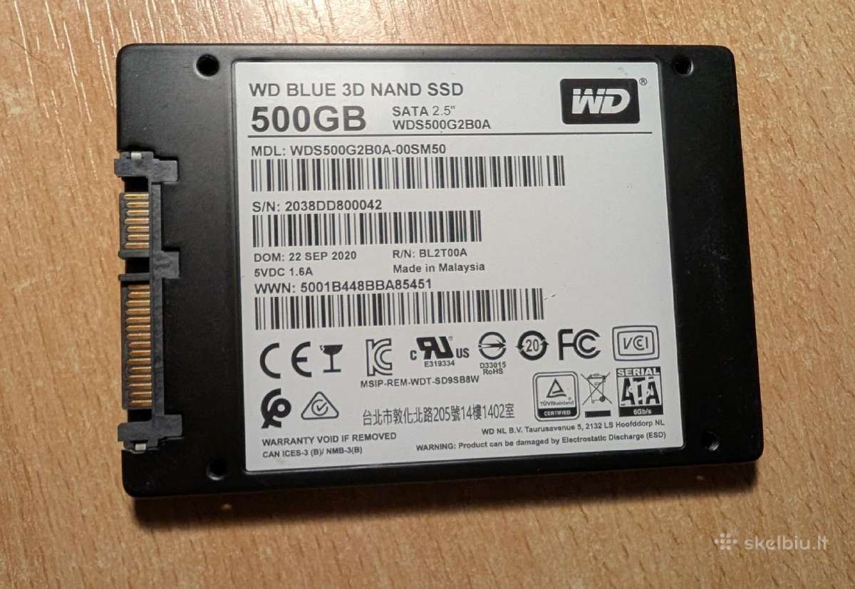 SSD Wd Blue Sata III 500gb - nuotraukos Nr. 2
