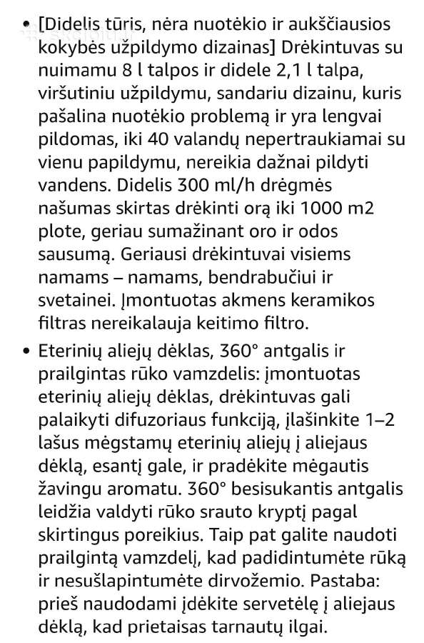 Ailinke oro drėkintuvas,8l - nuotraukos Nr. 5