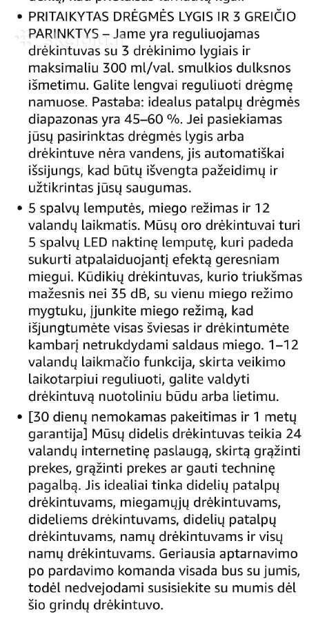 Ailinke oro drėkintuvas,8l - nuotraukos Nr. 6