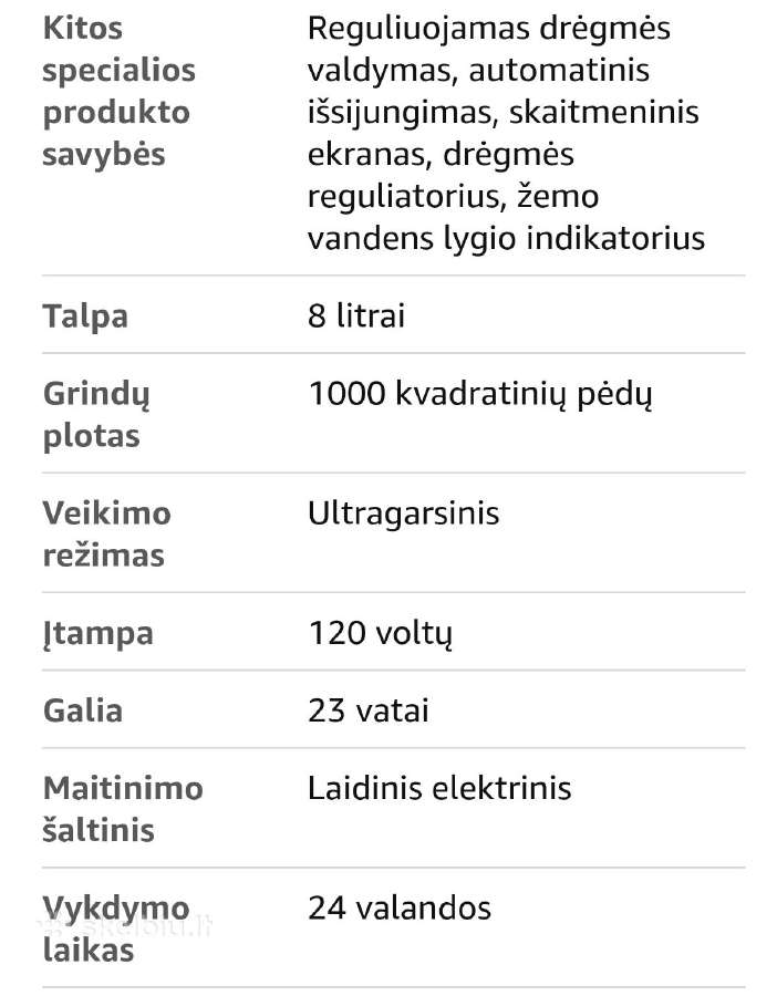 Ailinke oro drėkintuvas,8l - nuotraukos Nr. 7