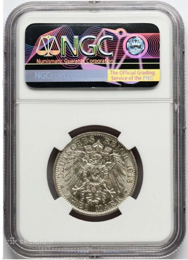 Sidabrinė moneta 2 Markės 1913 A Ngc Ms62 - nuotraukos Nr. 4
