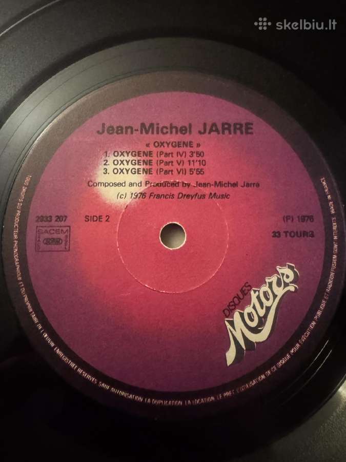 Jean Michel Jarre – Oxygene 1976 Lp vinyl - nuotraukos Nr. 6