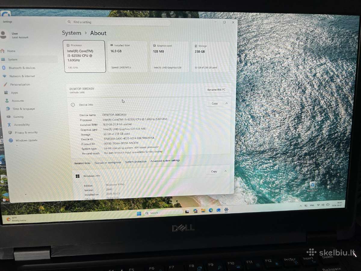 Dell Latitude 5490 – i5, 16 GB RAM, SSD - nuotraukos Nr. 2
