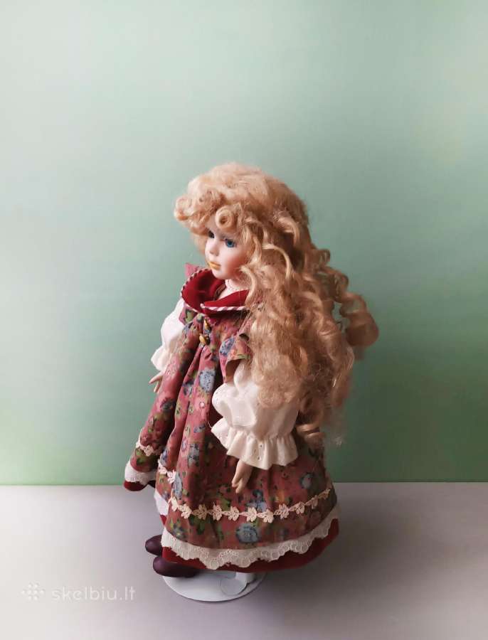 Vintažinė porcelianinė lėlė su stovu, 40cm - nuotraukos Nr. 2