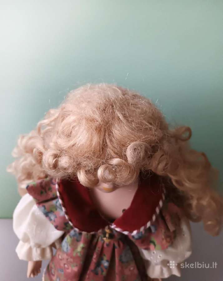 Vintažinė porcelianinė lėlė su stovu, 40cm - nuotraukos Nr. 5