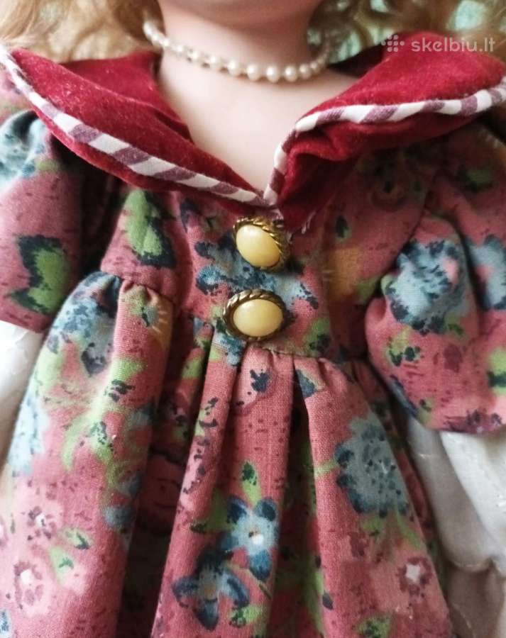 Vintažinė porcelianinė lėlė su stovu, 40cm - nuotraukos Nr. 7