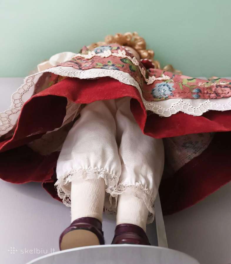 Vintažinė porcelianinė lėlė su stovu, 40cm - nuotraukos Nr. 9