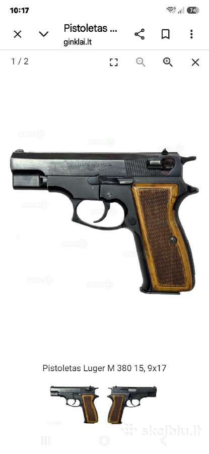 Parduodu auto pistoletą Luger 380/15 - nuotraukos Nr. 2