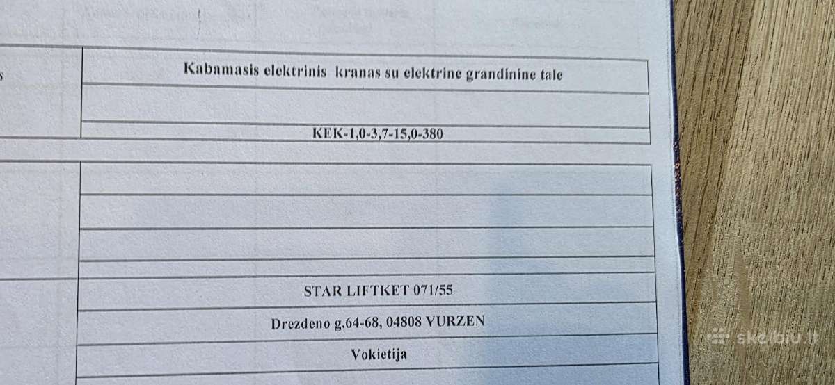 Tiltinis elektrinis kranas 1 t, 380 V, - nuotraukos Nr. 4