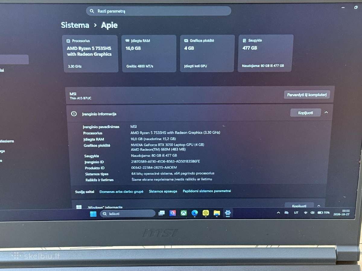 Msi Thin 15 - nuotraukos Nr. 3