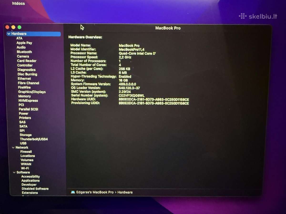 Apple MacBook Pro 15 Retina i7 16 GB RAM - nuotraukos Nr. 11