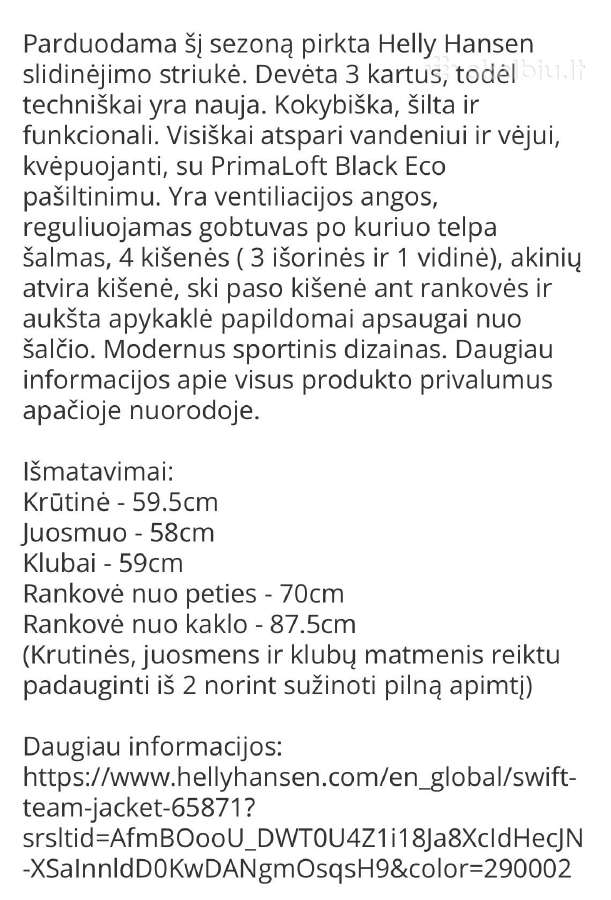 Helly Hansen Swift Team Slidinejimo Striuke - nuotraukos Nr. 6