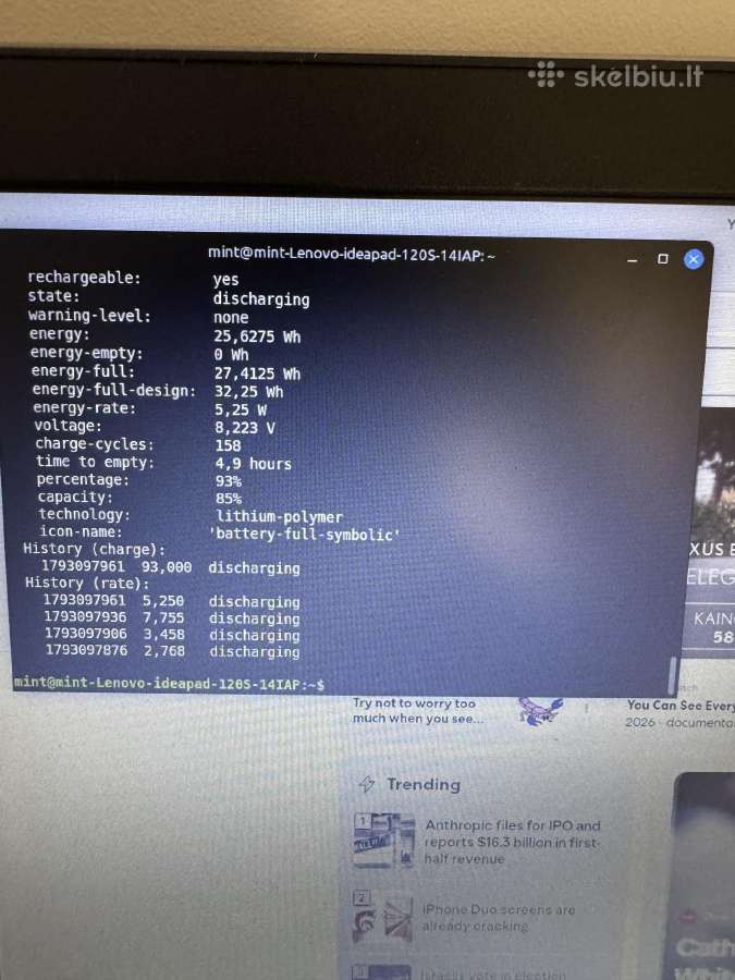 Lenovo Ideapad 120. Intel N3350 1.1ghz, 2gb/32gb - nuotraukos Nr. 8