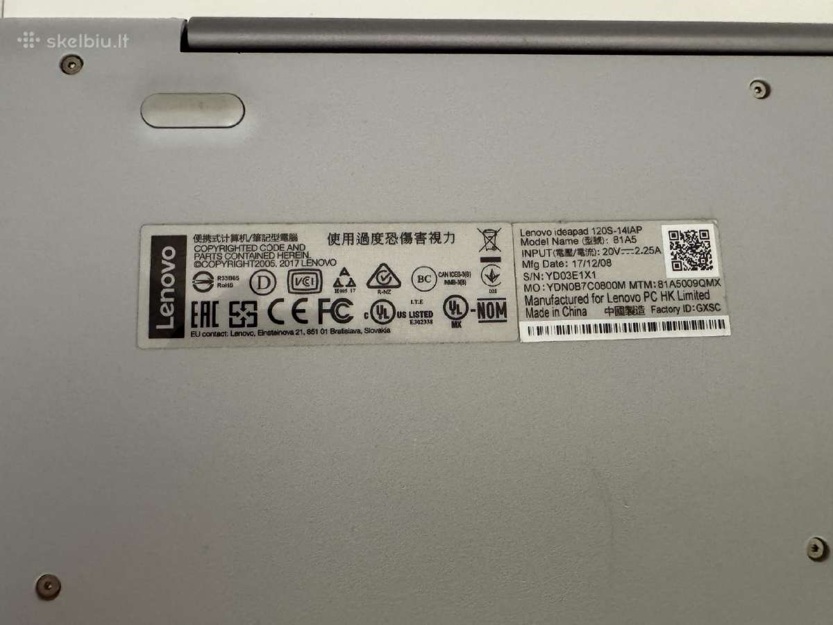 Lenovo Ideapad 120. Intel N3350 1.1ghz, 2gb/32gb - nuotraukos Nr. 6
