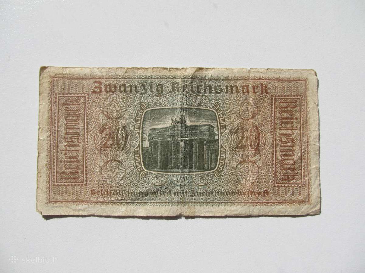 20 reichsmarkiu , Vokietija , 1940-1945 - nuotraukos Nr. 2