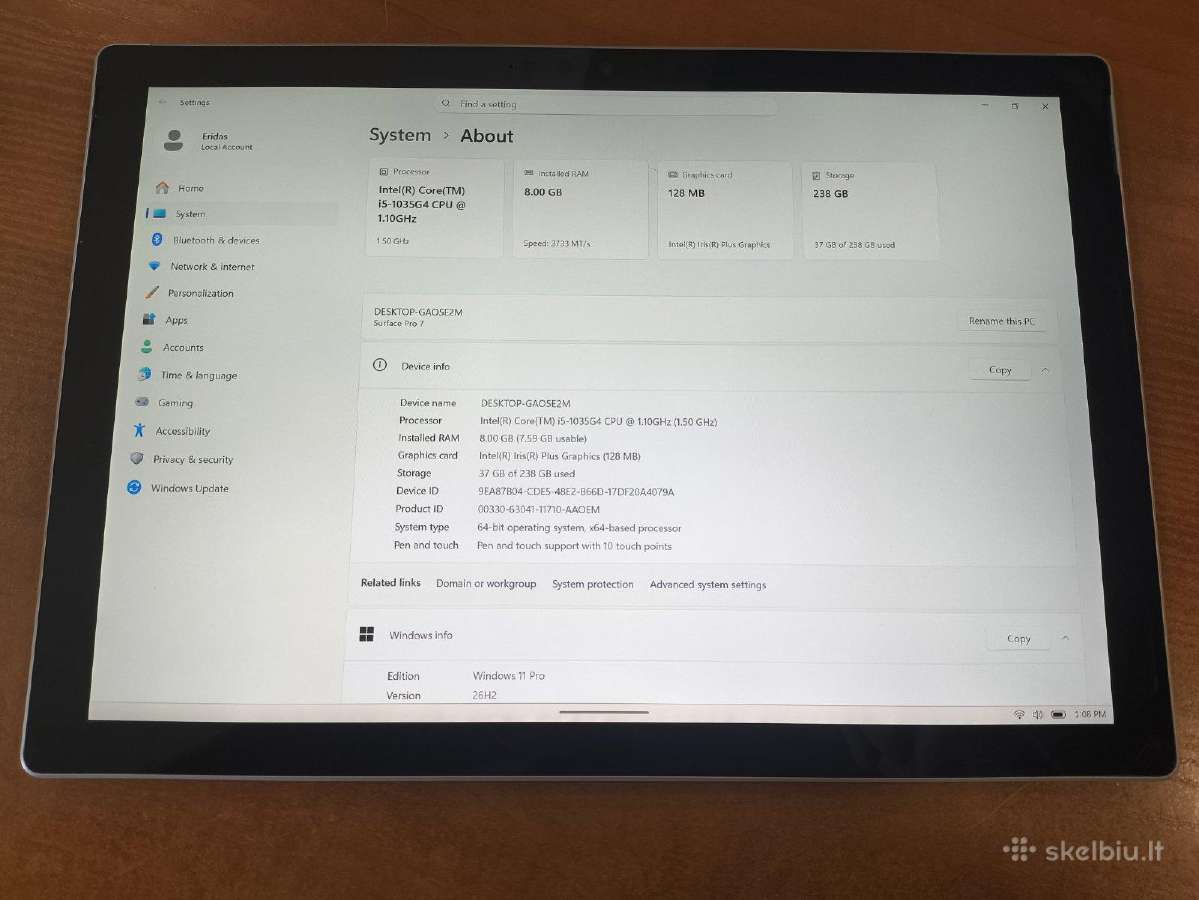 Microsfot Surface 7 Pro i5-1035g4 8gb 256gb 9% - nuotraukos Nr. 3