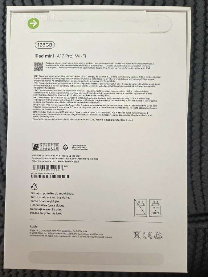 Planšetė Apple iPad Mini (A17 Pro) Wi-fi 128g - nuotraukos Nr. 6