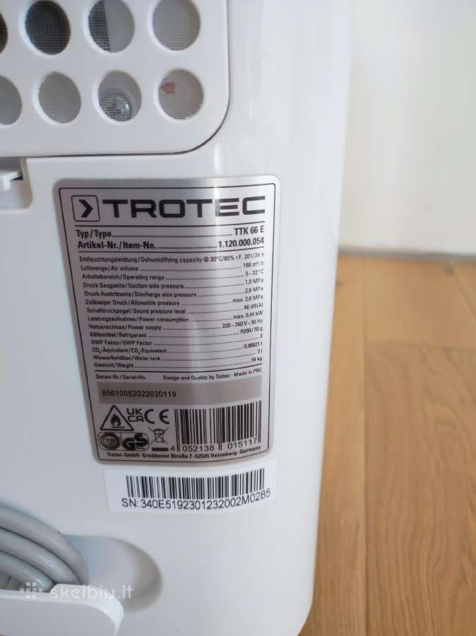 Oro sausintuvas Trotek Ttk 60 - nuotraukos Nr. 4