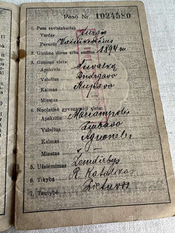 Tarpukario lietuviskas pasas - nuotraukos Nr. 3