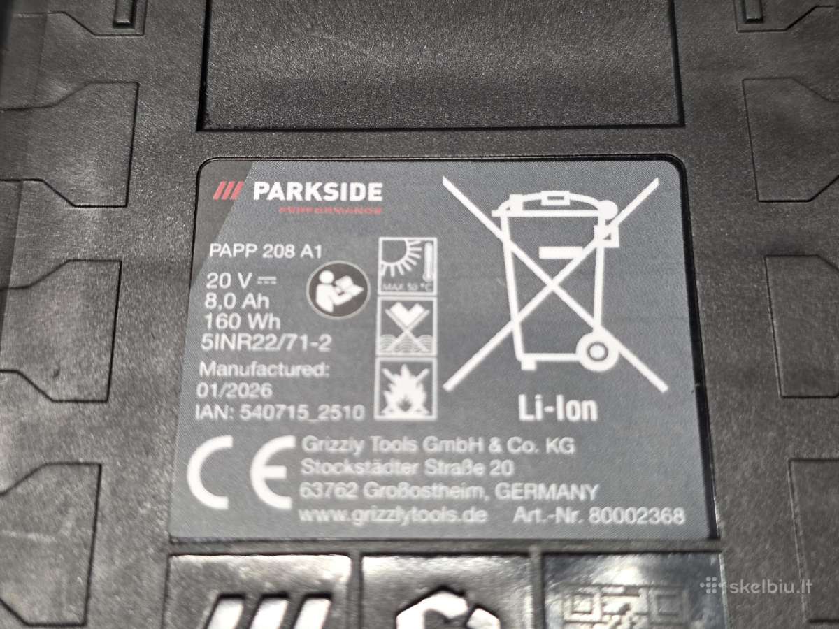 Parkside performance 8ah smart batareja 20v - nuotraukos Nr. 2