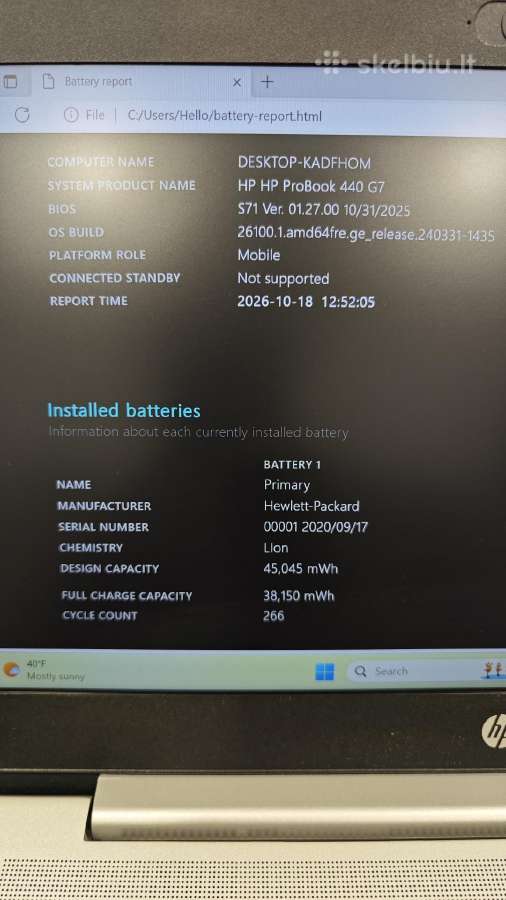 Hp Probook 440 G7 i5-10210u/16gb/250gb - nuotraukos Nr. 11
