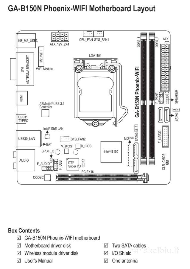 Gigabyte B150n Phoenix-WiFi Mini Itx su defektu - nuotraukos Nr. 3