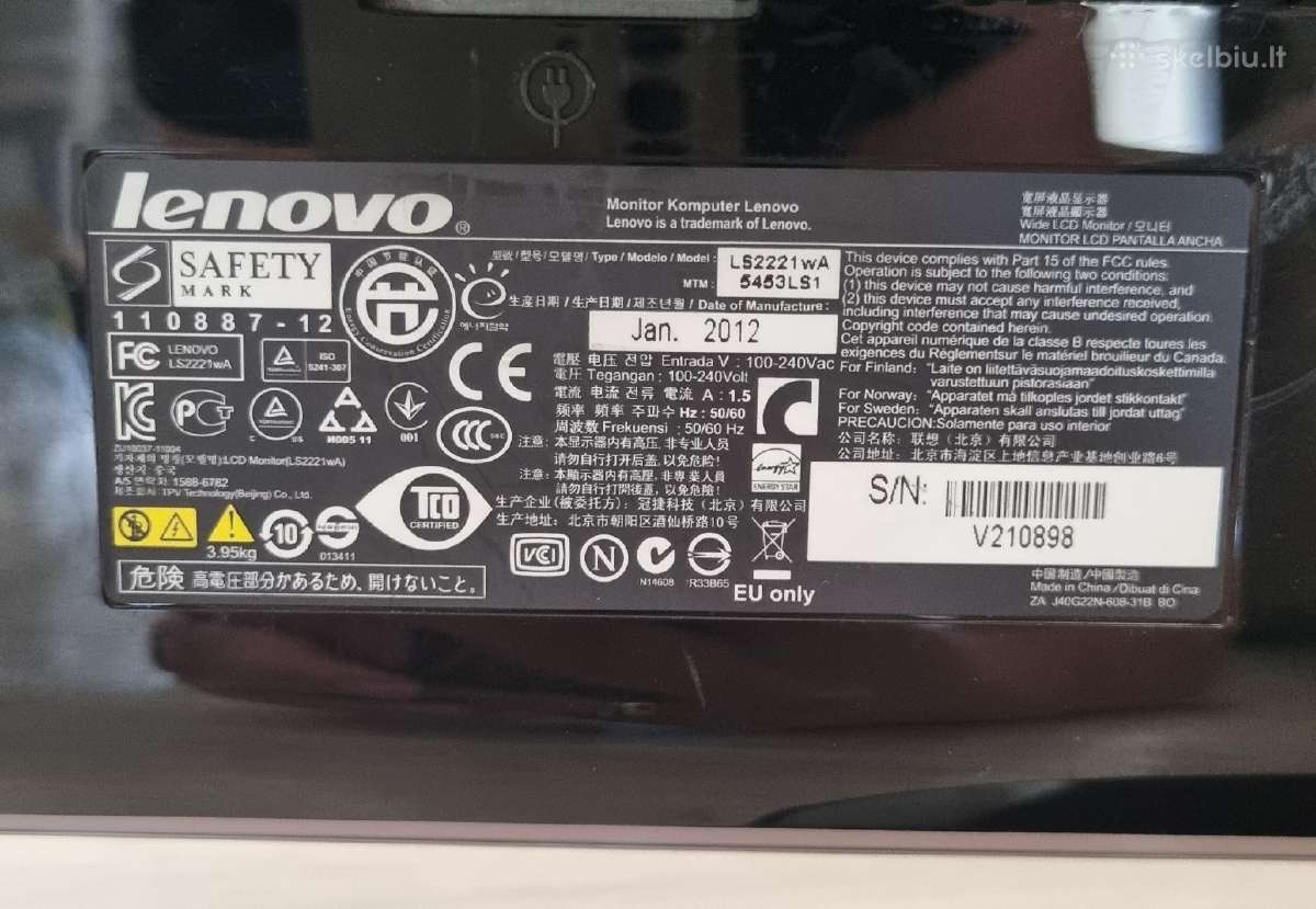 Monitoriai Lenovo 1vnt 25eur - nuotraukos Nr. 2