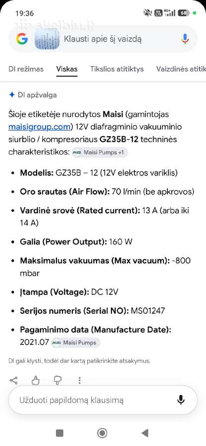 Kompresorius diafragminis vakuuminis - nuotraukos Nr. 5