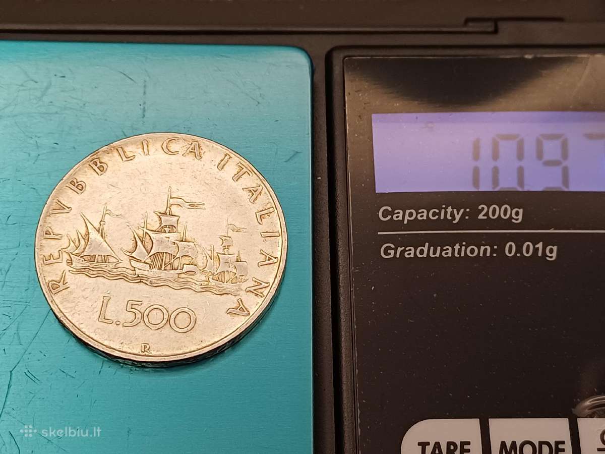 Sidabrine moneta Caravelle lira 500 Italija 1958m. - nuotraukos Nr. 2