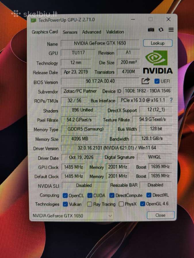 Zotac Gtx 1650 4gb - nuotraukos Nr. 2