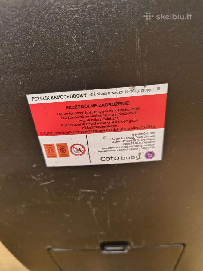 Auto kėdutė 15-36 kg, 2-3 klasė, coto baby conga - nuotraukos Nr. 6