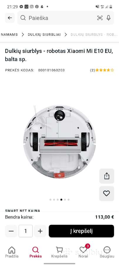 Xiaomi Mi Robot Vacuum S10 - beveik naujas, plauna - nuotraukos Nr. 2