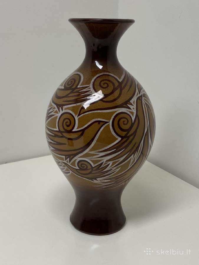 Vaza „paukščiai“ (Kauno „dailės“ kombinatas, 32 cm - nuotraukos Nr. 5