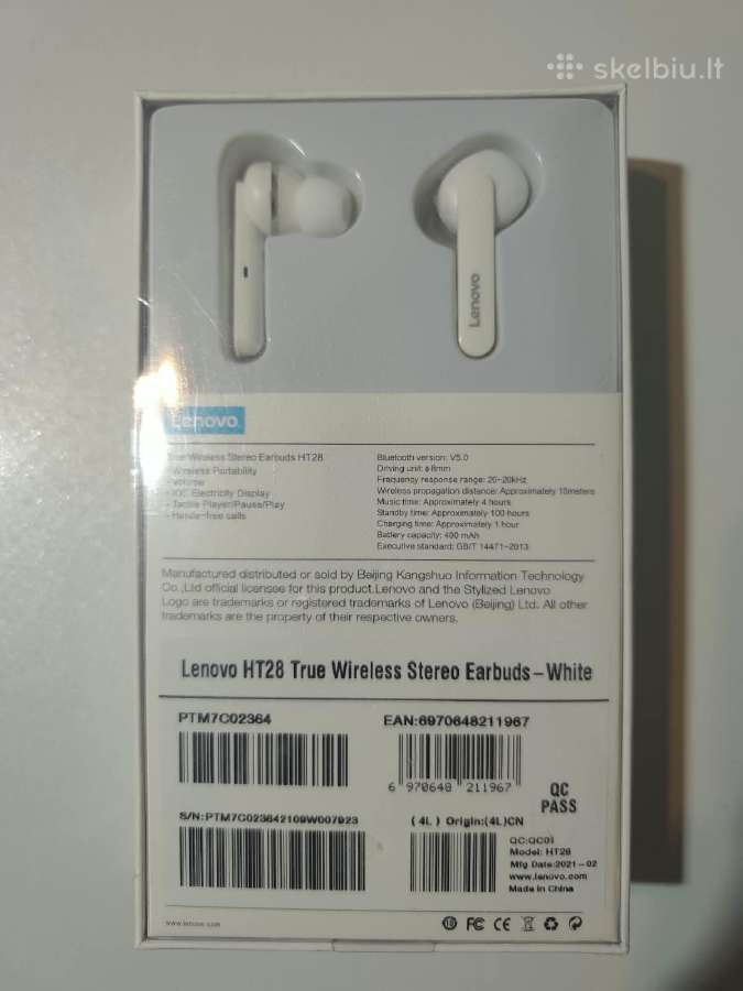 Ausines Lenovo true Wireless Stereo earbuds ht28 - nuotraukos Nr. 2