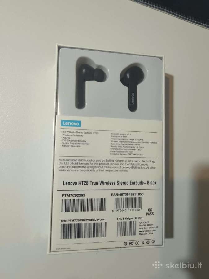 Ausines Lenovo true Wireless Stereo earbuds ht28 - nuotraukos Nr. 5