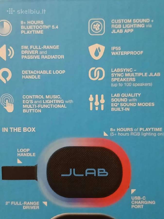 Jlab Pop Party Ultra nešiojama „bluetooth“ kolonėl - nuotraukos Nr. 6