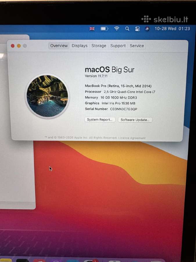 MacBook Pro 15 2014 16gb 500gb SSD - nuotraukos Nr. 2