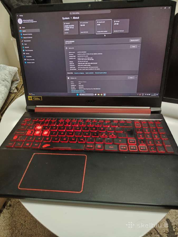 Acer nitro i7 9750h/rtx2060/ddr4 16gb/nvmi 512gb - nuotraukos Nr. 4