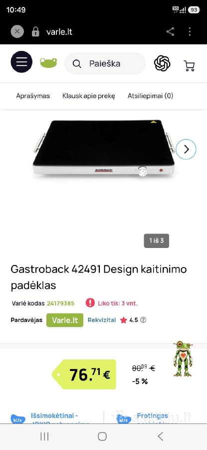 Gastroback Design kaitinimo padėklas 42491 Didmena - nuotraukos Nr. 3